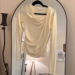 Meshki Cream Draped Long Sleeve Blouse